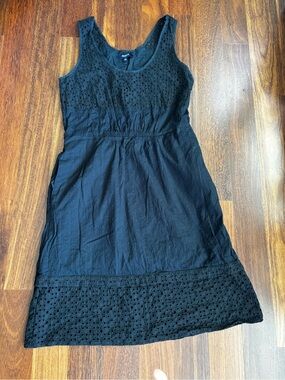Madewell Black Eyelet-Trim Sleeveless Mini Dress